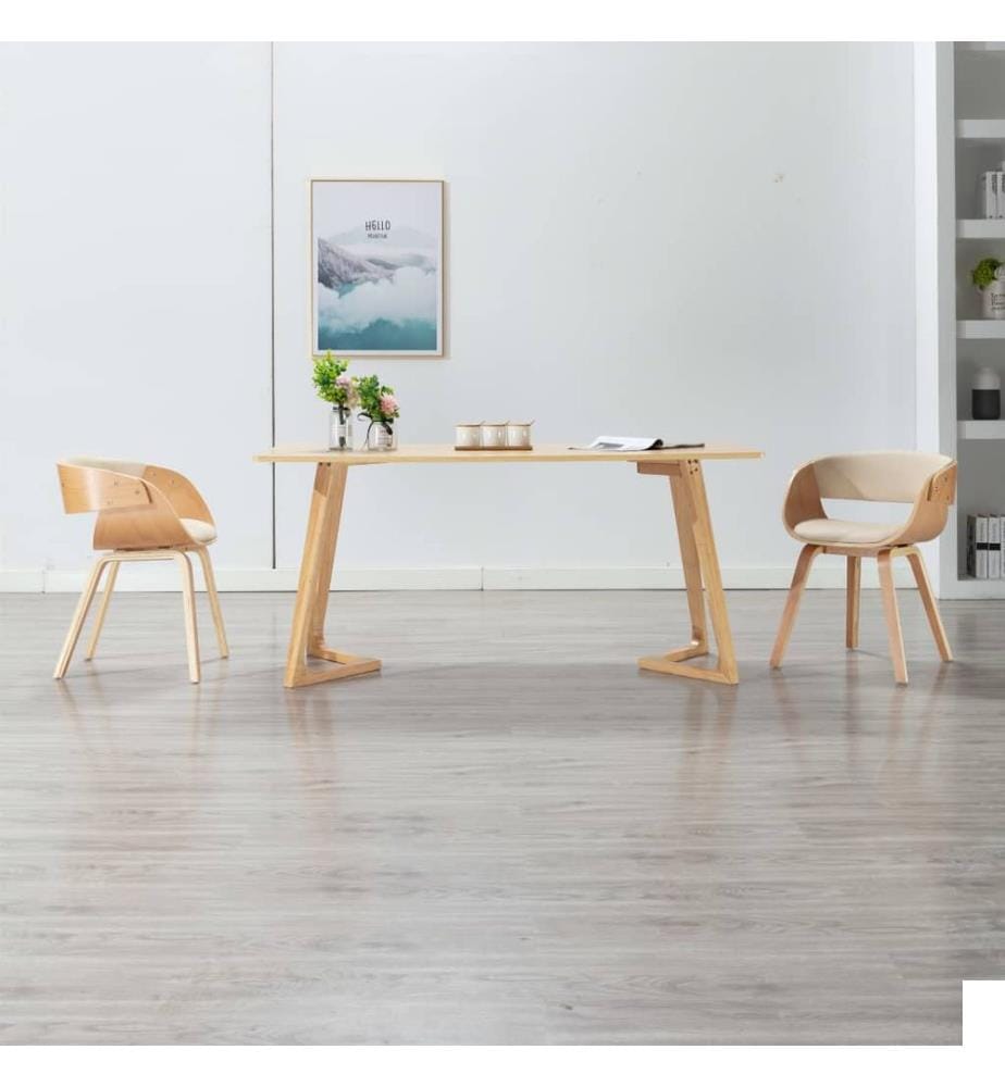 Chaises à manger lot de 2 crème bois courbé et similicuir