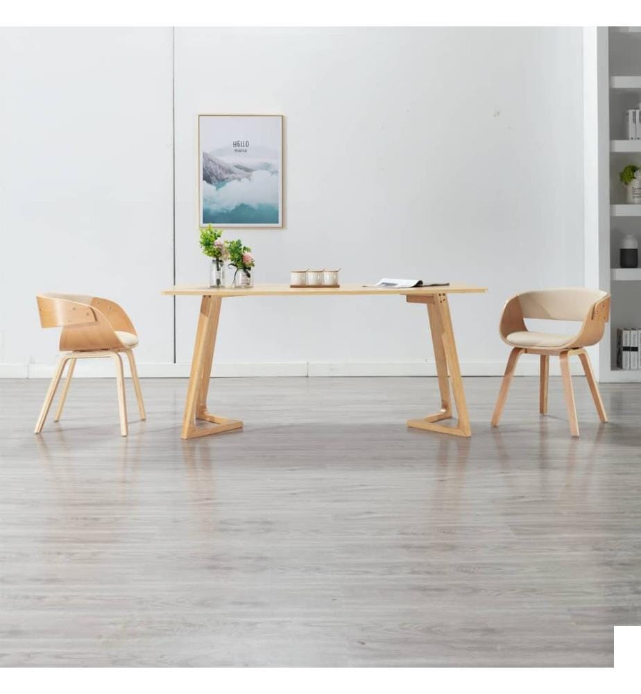 Chaise à manger Crème Bois courbé et similicuir
