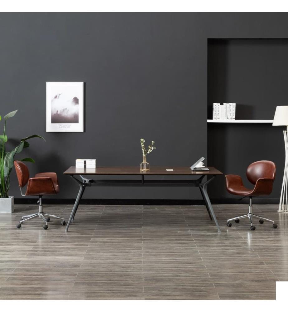 Chaise pivotante à manger Marron Similicuir