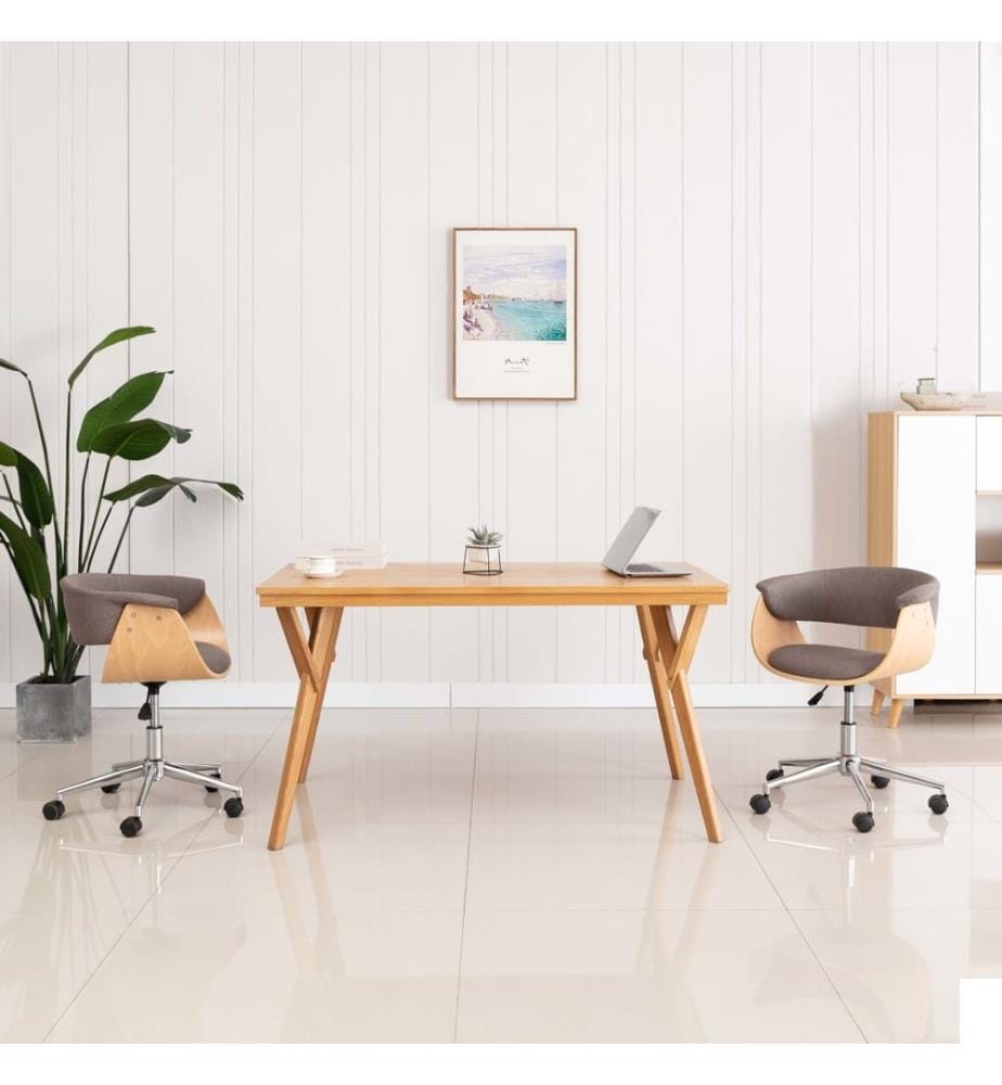 Chaise pivotante à manger Taupe Bois courbé et tissu