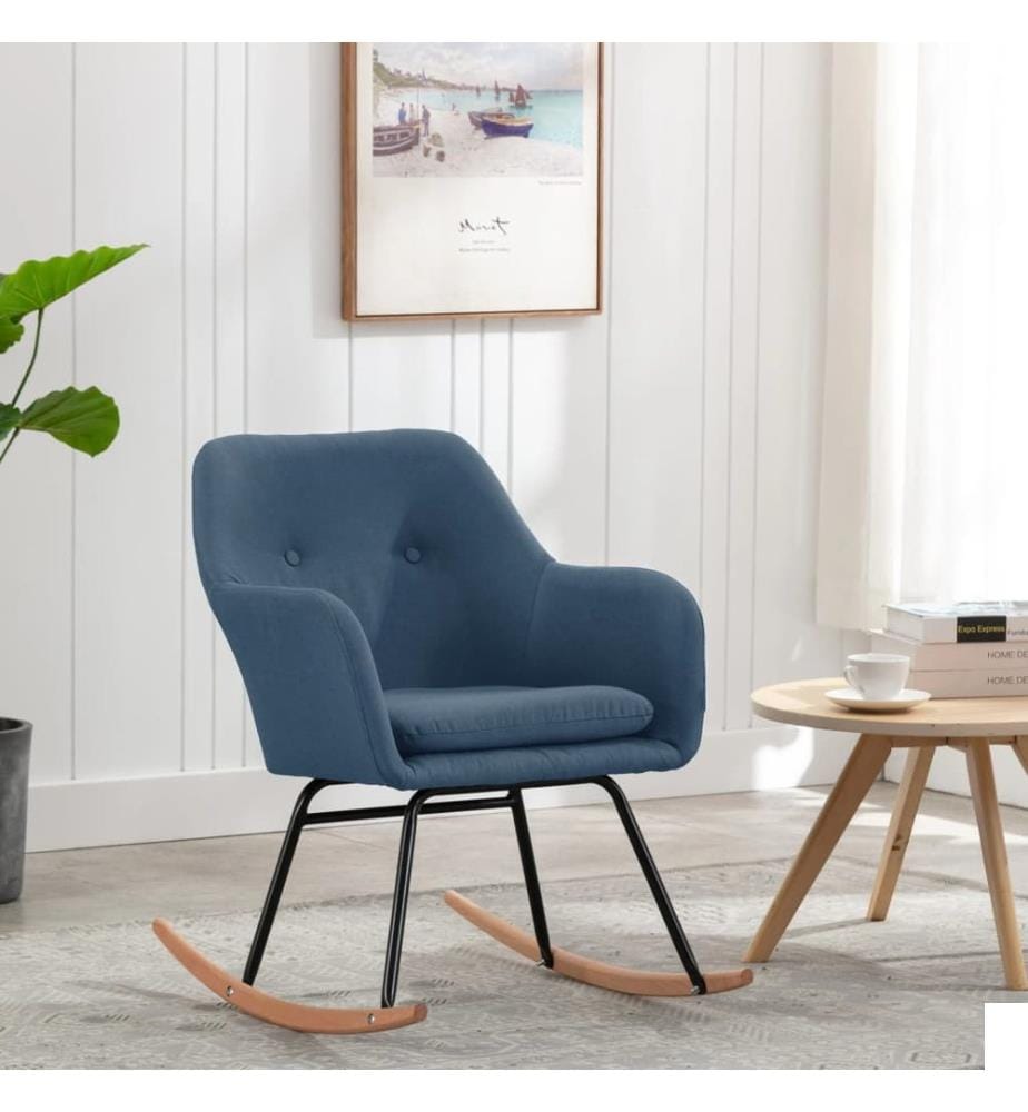 Chaise à bascule Bleu Tissu