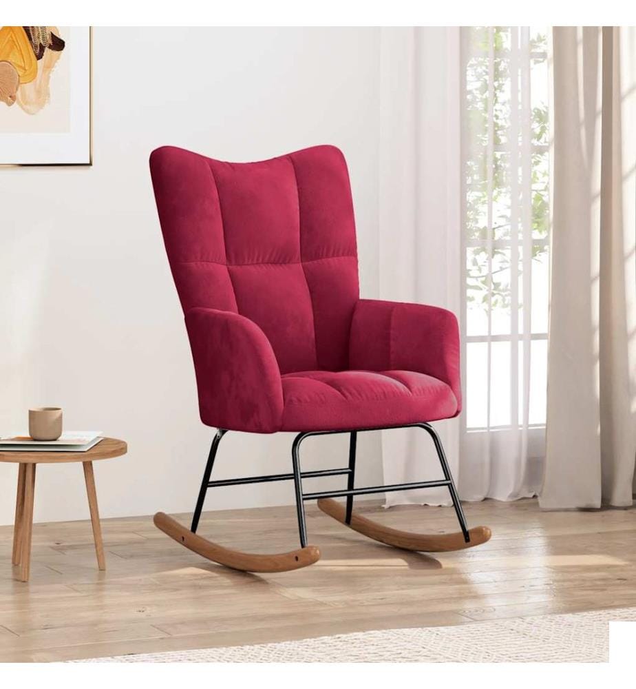 Chaise à bascule Rouge bordeaux Velours