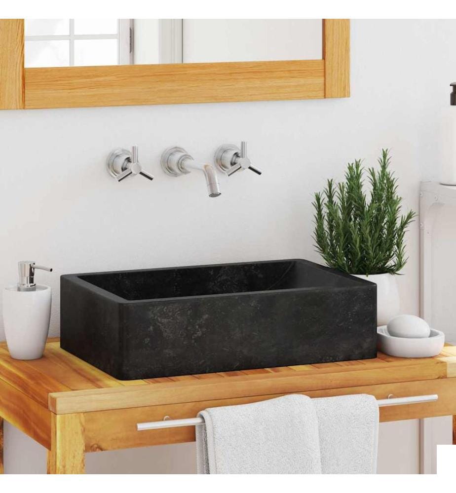 Lavabo 45x30x12 cm marbre noir brillant