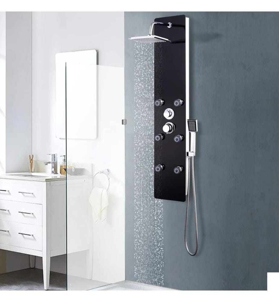 Panneau de douche Verre 25 x 44,6 x 130 cm Noir