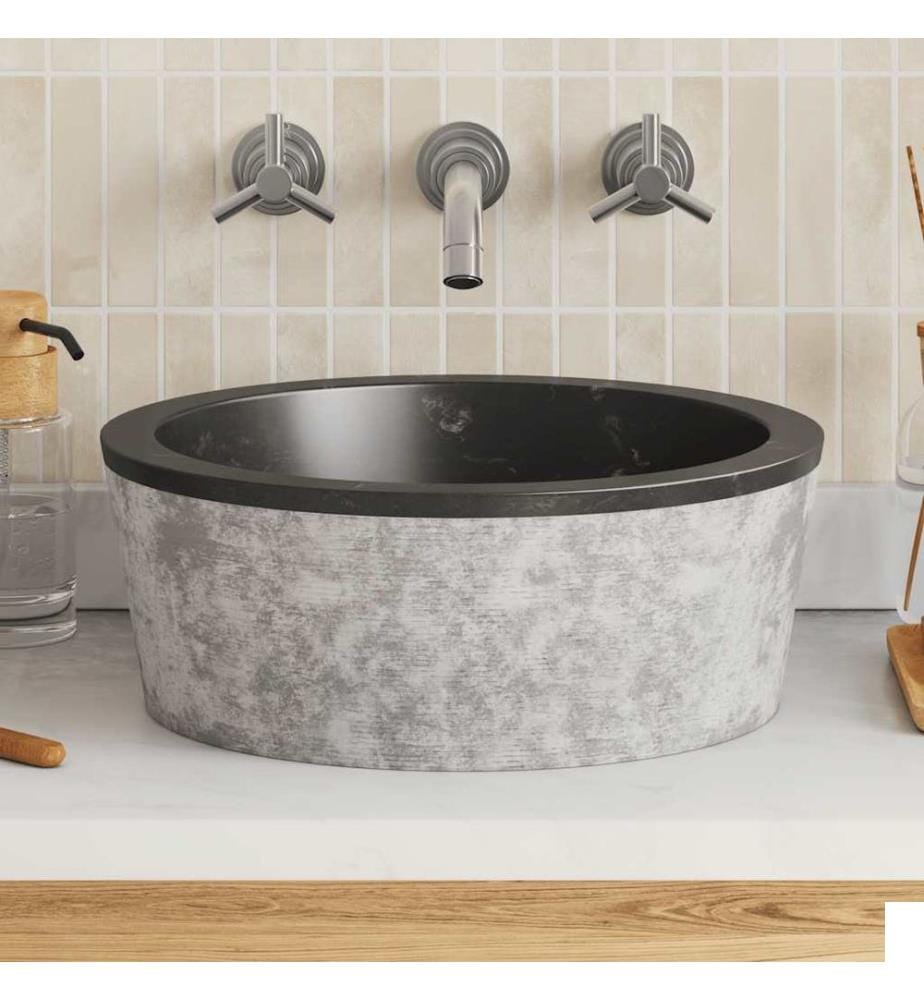 Lavabo Noir Ø40x15 cm Marbre