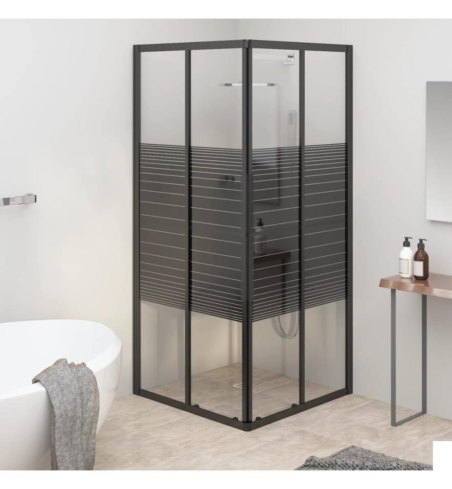 Cabine de douche à rayures ESG 80x80x180 cm Noir