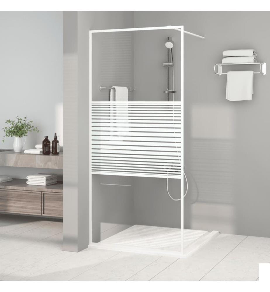 Paroi de douche Blanc 90x195 cm Verre ESG transparent