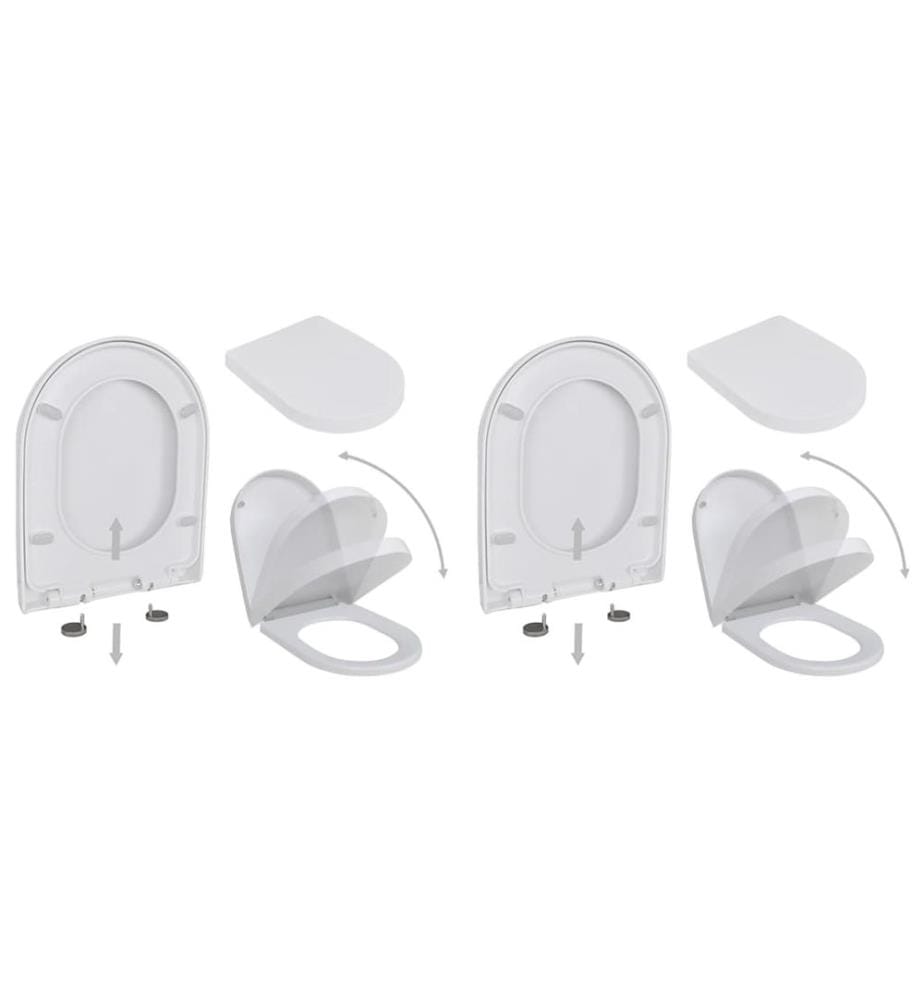 Abattant WC avec frein de chute 2 pcs Plastique Blanc