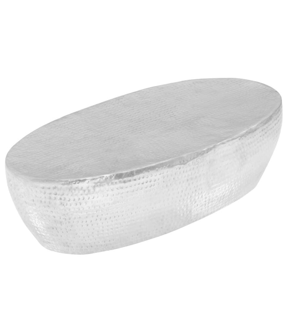 Table basse martelée Argenté 100x50x28 cm Aluminium