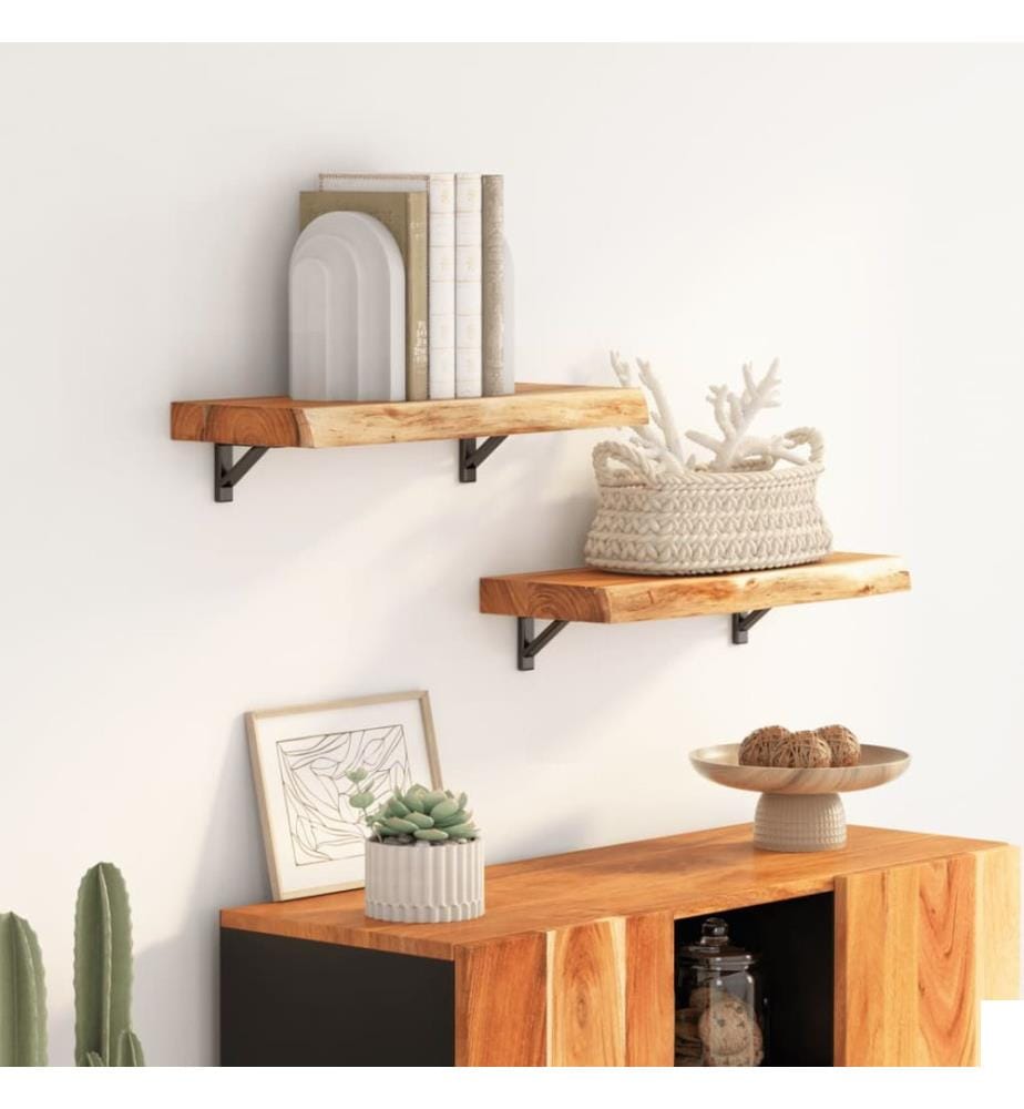 Étagère murale rectangulaire massif acacia bordure assortie