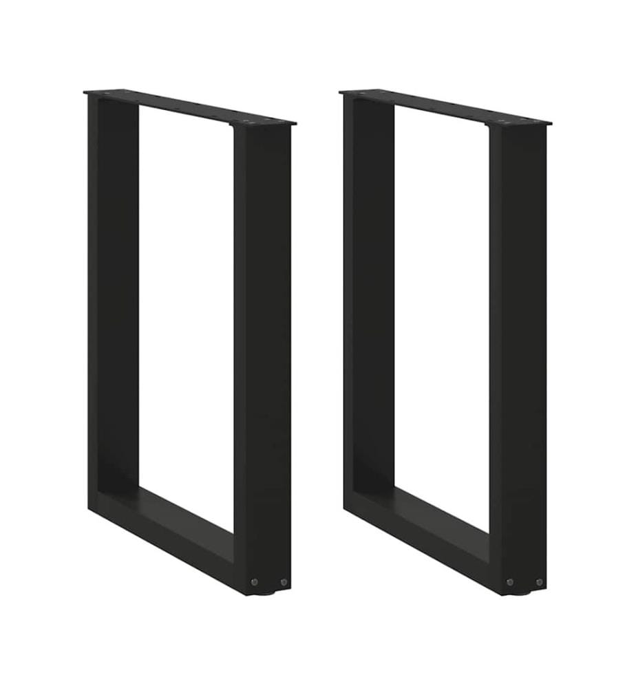 Pieds de table à manger en U 2 pièces Noir 70 x (72-73) cm Acier