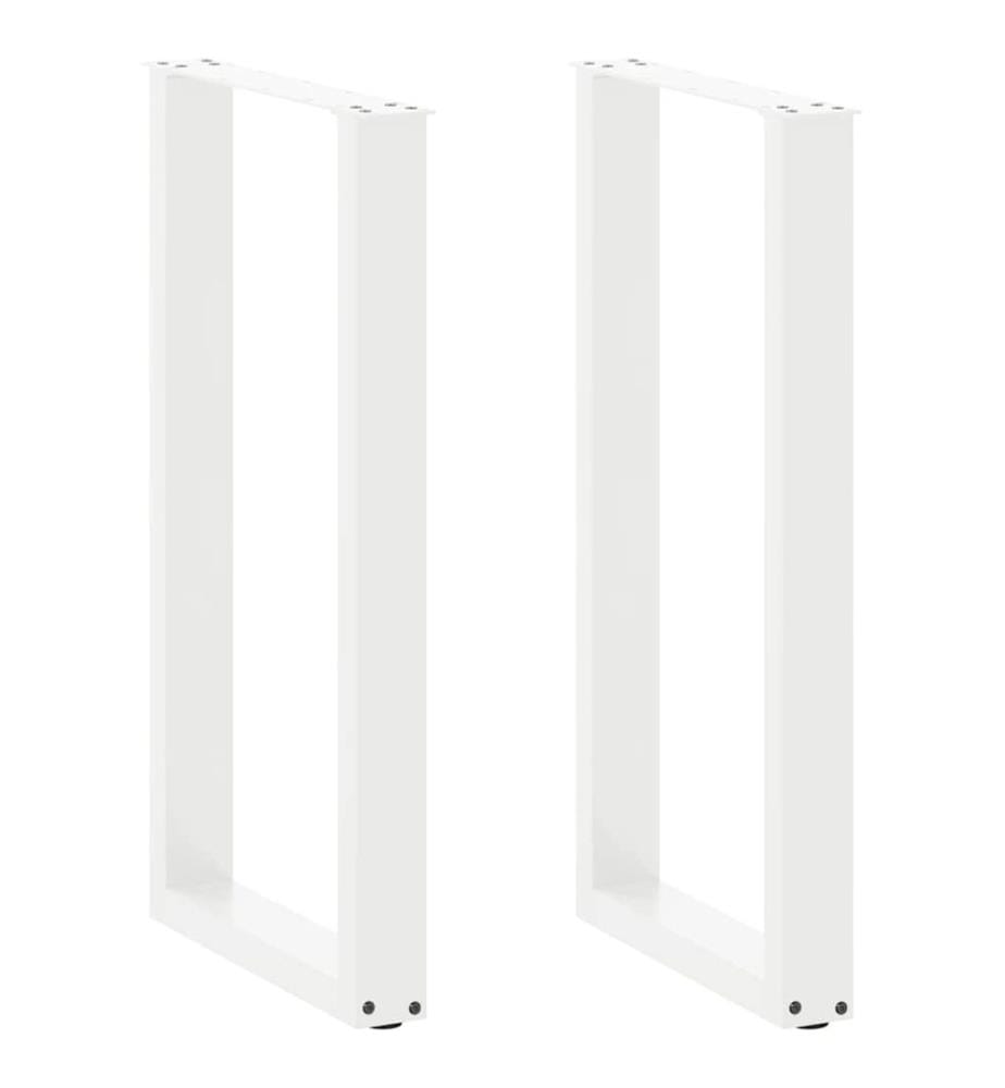 Pieds de table de bar en U, 2 pièces, blanc, 50 x (90-91) cm, acier