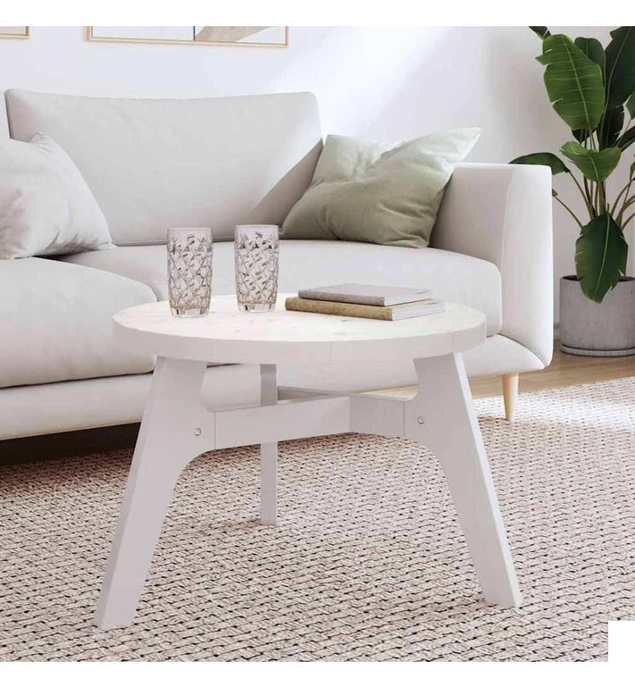 Dessus de table rond blanc Ø60x3 cm bois de pin massif