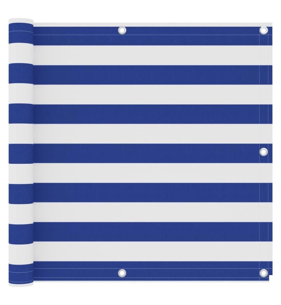 Écran de balcon Blanc et bleu 90x600 cm Tissu Oxford