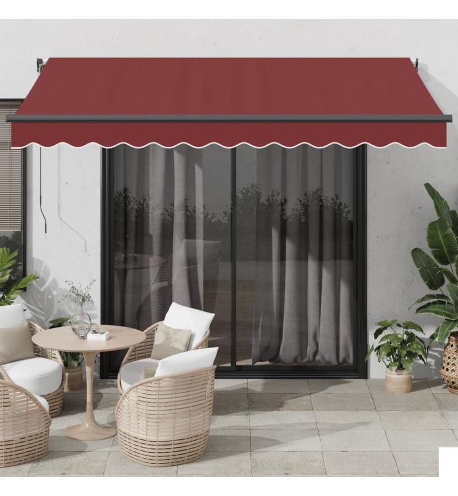 Auvent manuel rétractable avec LED bordeaux 350x250 cm