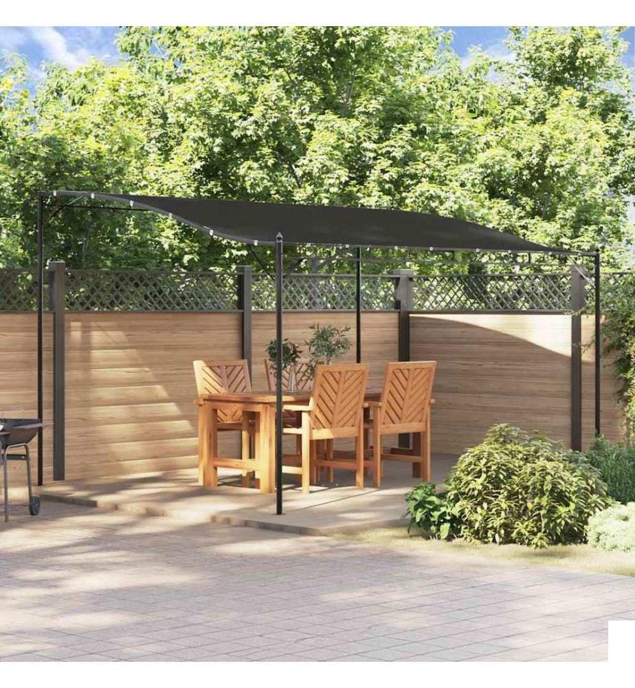 Auvent anthracite 4x3 m 180 g/m² tissu et acier