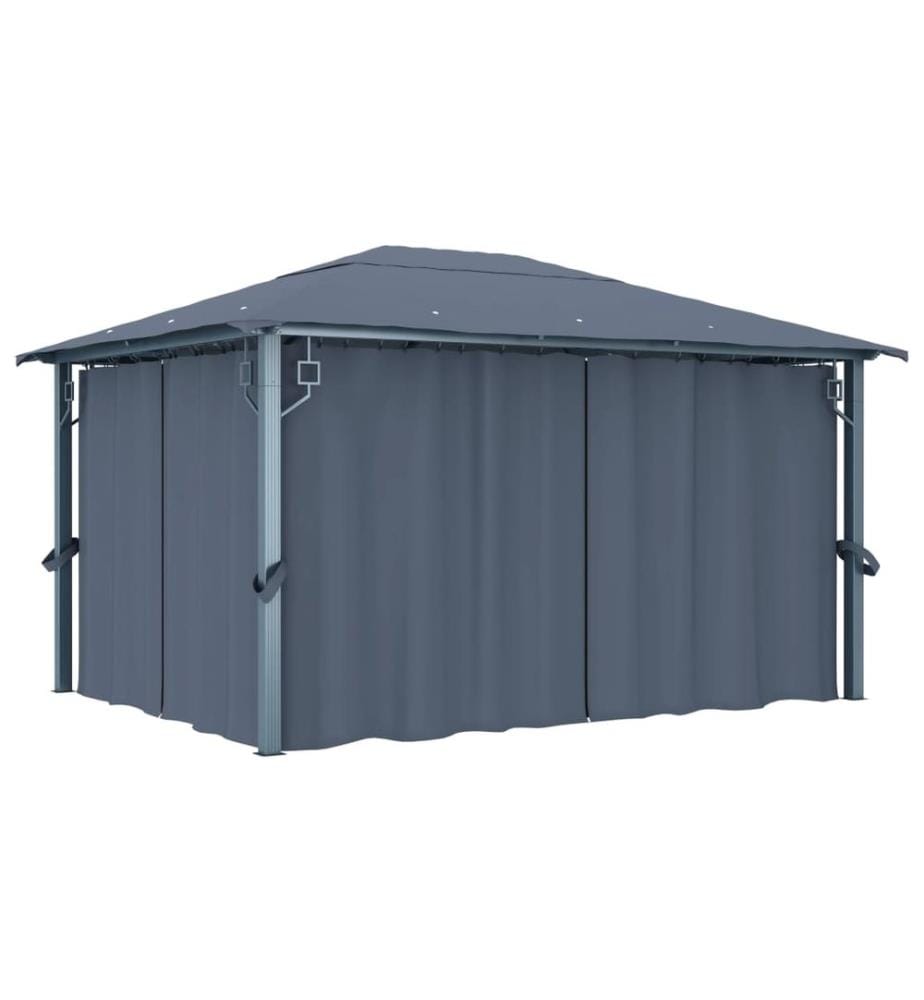 Tonnelle avec rideau 400x300 cm Anthracite Aluminium
