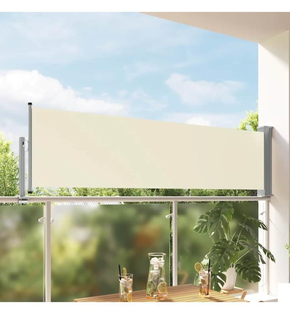 Auvent latéral rétractable de patio 80x300 cm Crème