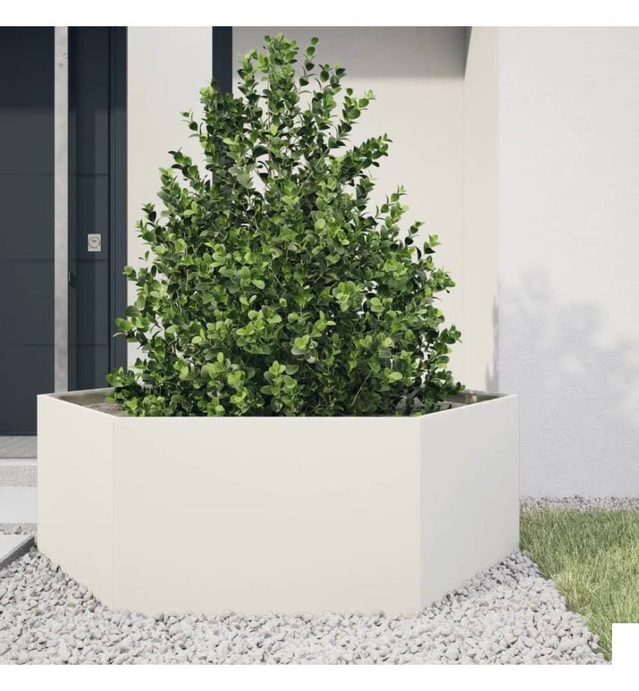 Jardinière blanc hexagone 138x120x45 cm acier