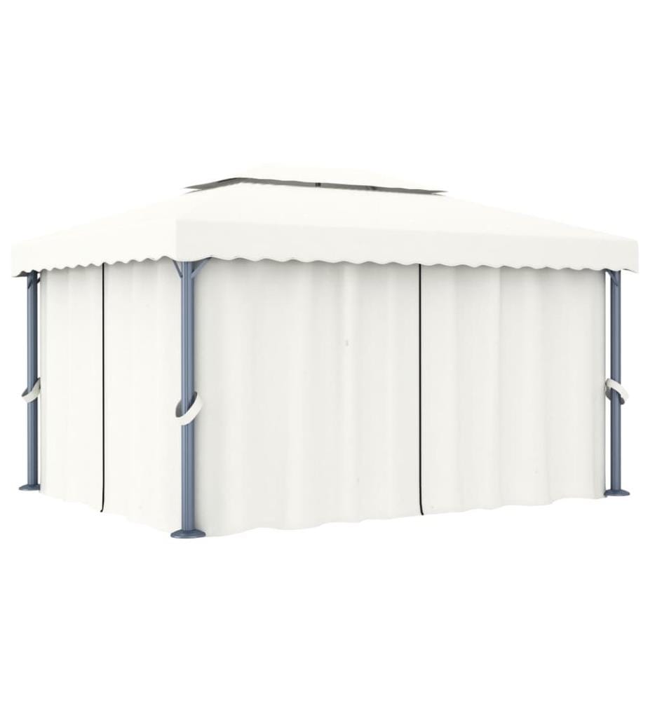 Tonnelle avec rideau 4x3 m Blanc crème Aluminium