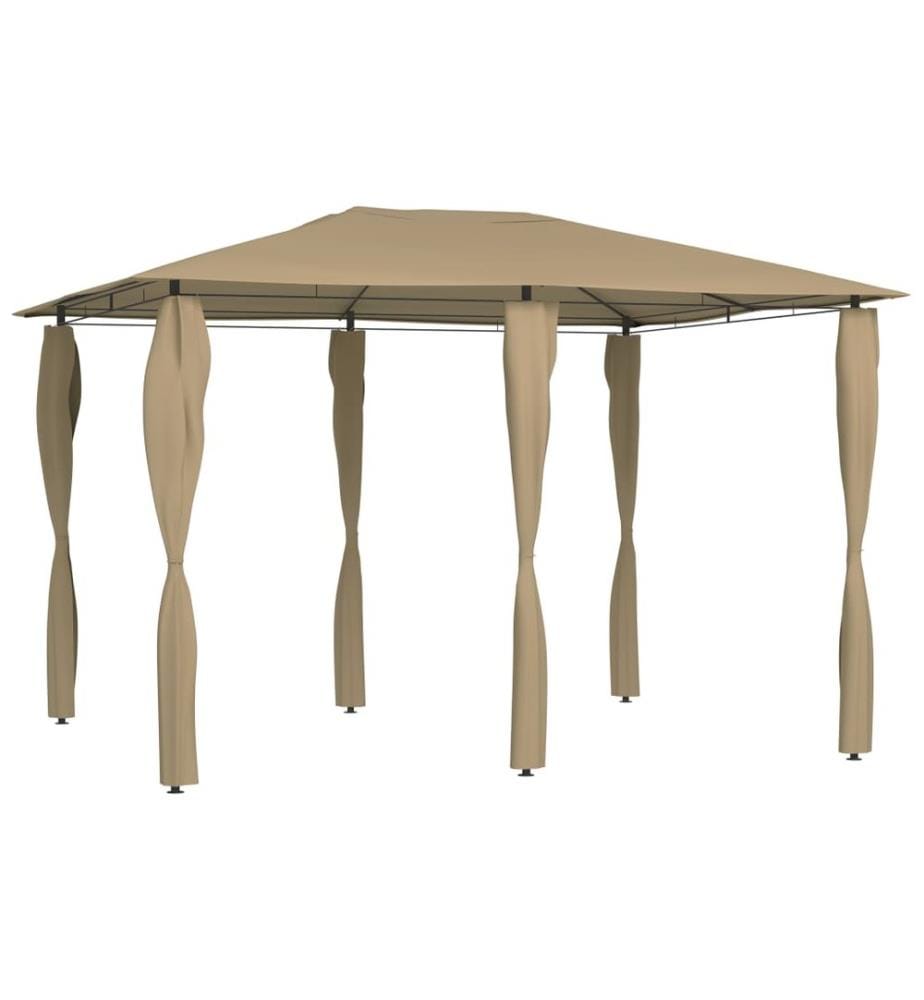 Belvédère avec revêtement de poteaux 3x4x2,6 m Taupe 160 g/m²
