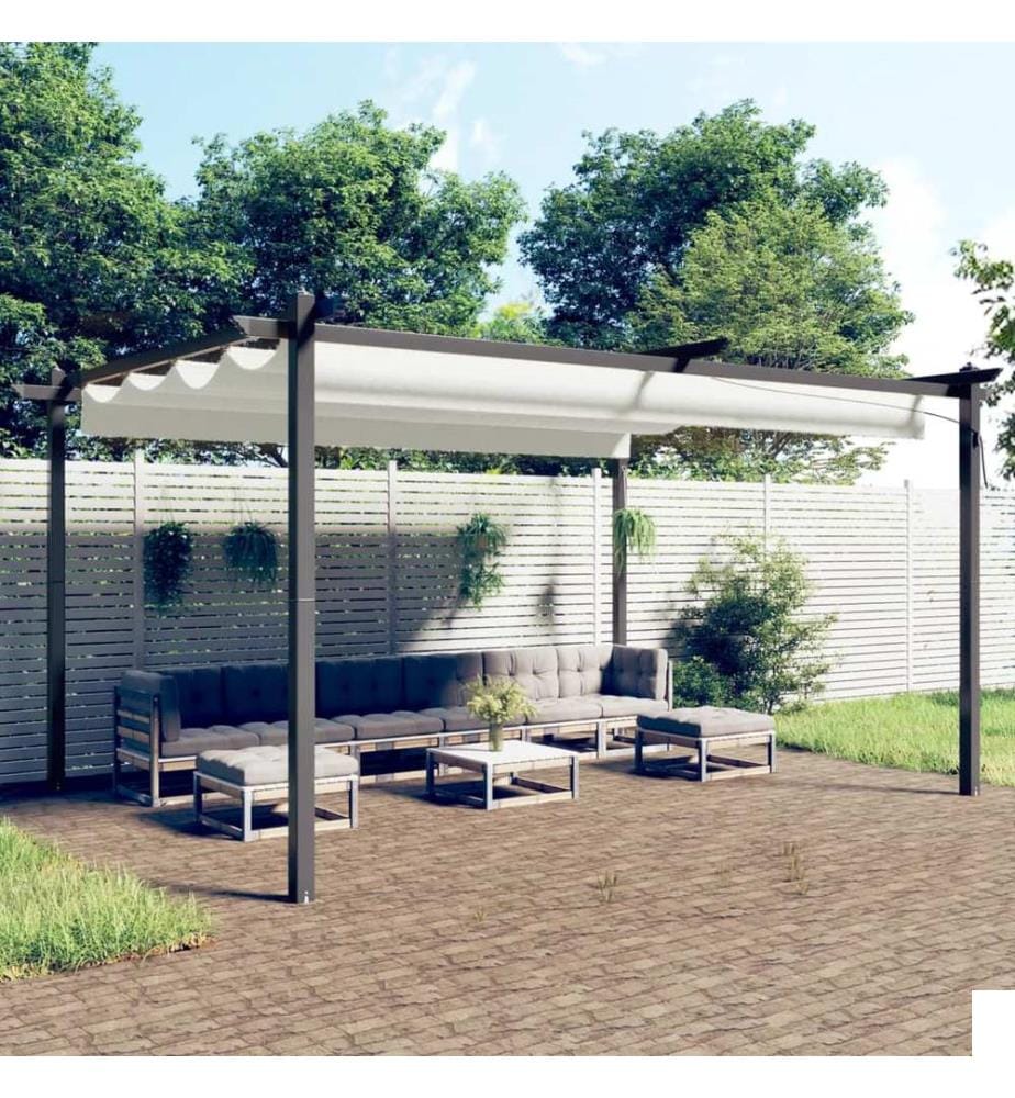 Tonnelle de jardin avec toit rétractable 4x3 m Crème