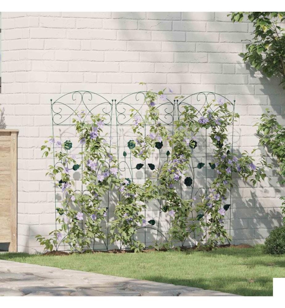 Clôture de jardin 3 pcs Vert 110,5 x 42,5 cm Acier