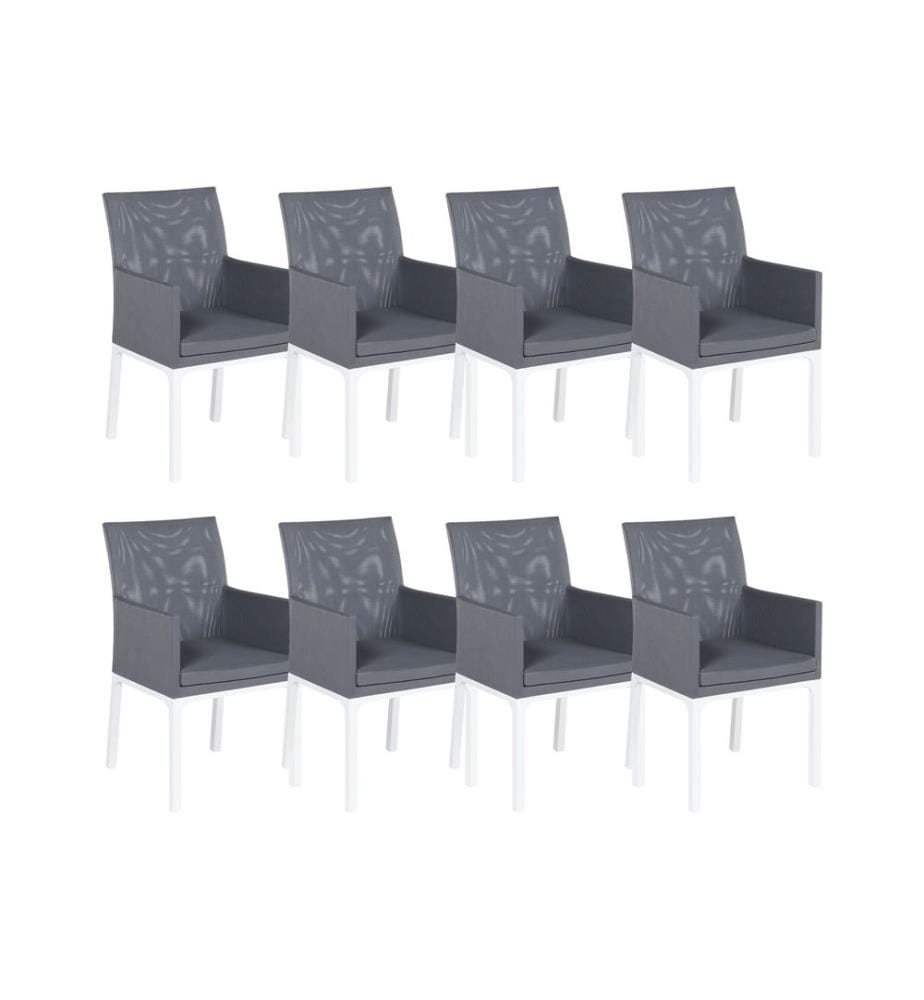Lot de 8 chaises BACOLI Tissu Gris foncé