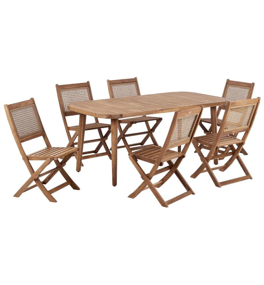 Salle à manger de jardin 6 places PARAGGI Bois d'acacia certifié Naturel