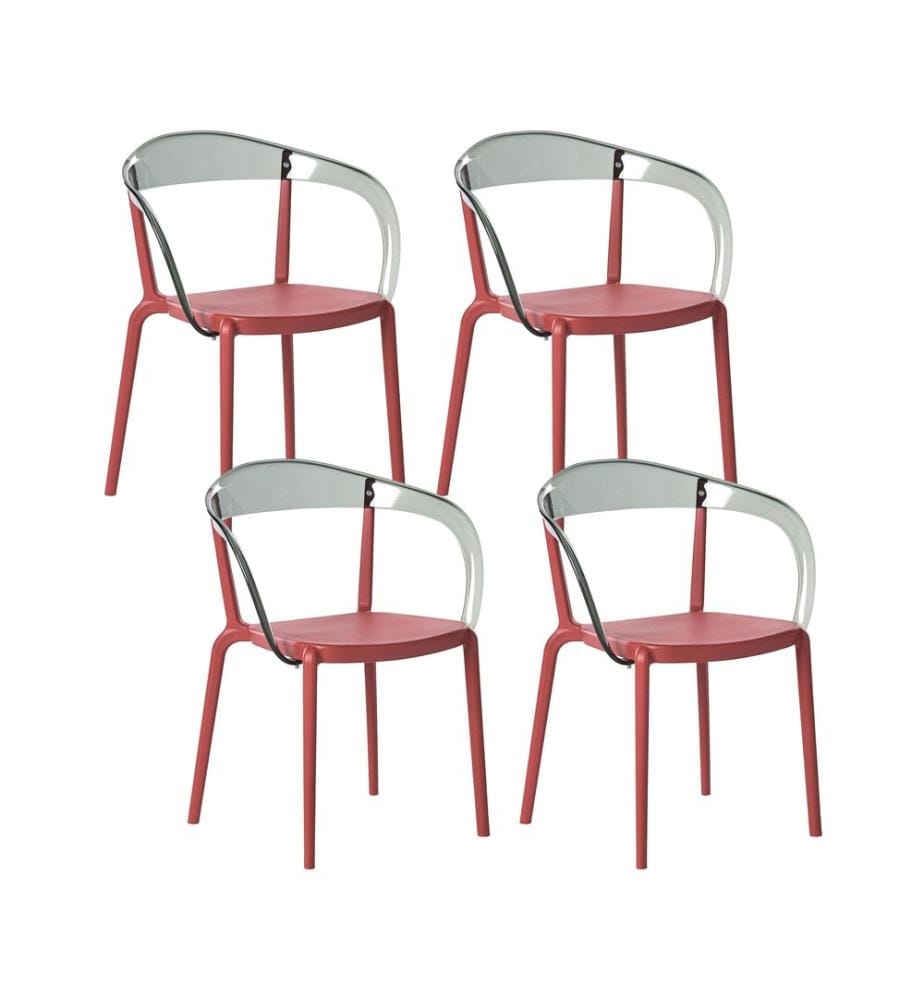 Lot de 4 chaises de jardin MALEVIZI Empilable Rouge