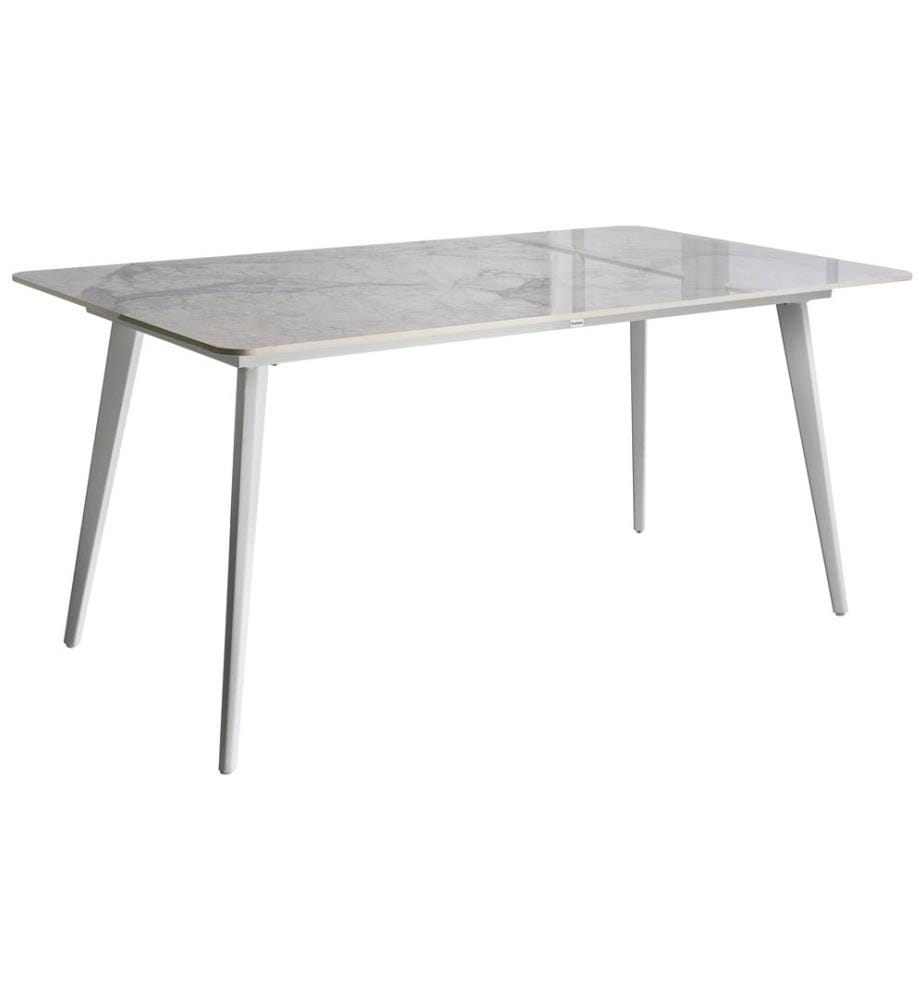 Table de salle à manger de jardin RODALLO 160 cm 90 cm Pierre Marbre blanc