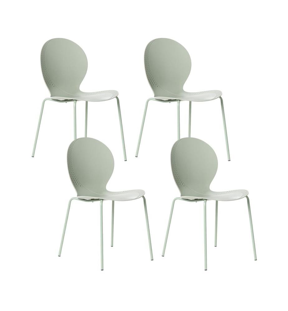 Lot de 4 chaises de jardin MILOS Empilable Vert clair