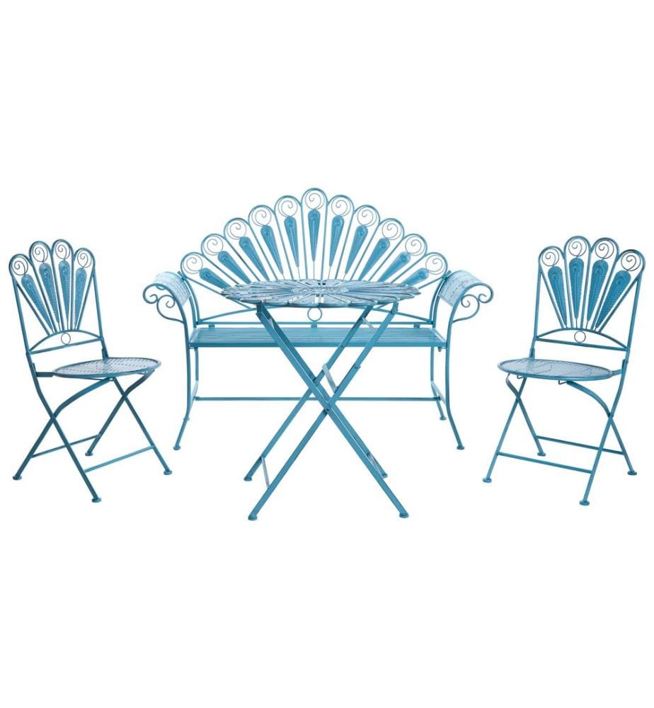 Ensemble bistrot avec banc PAVIA Métal Bleu