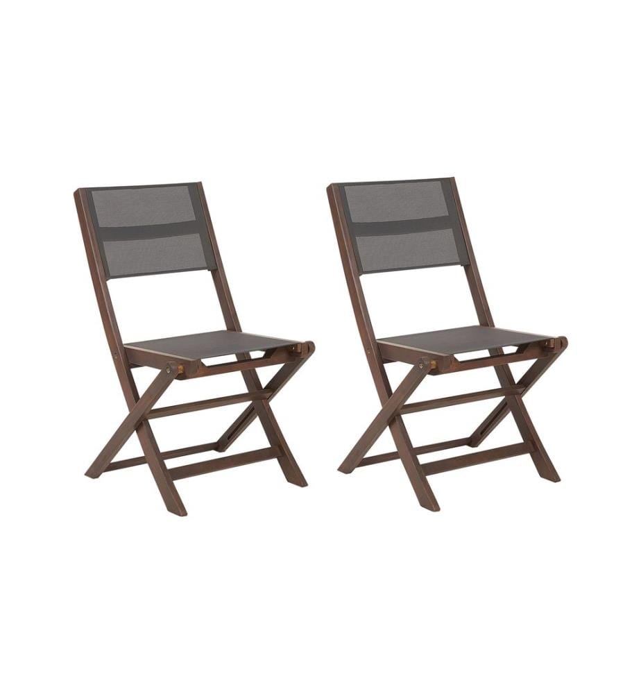 Lot de 2 chaises de jardin CESANA Acacia Marron foncé