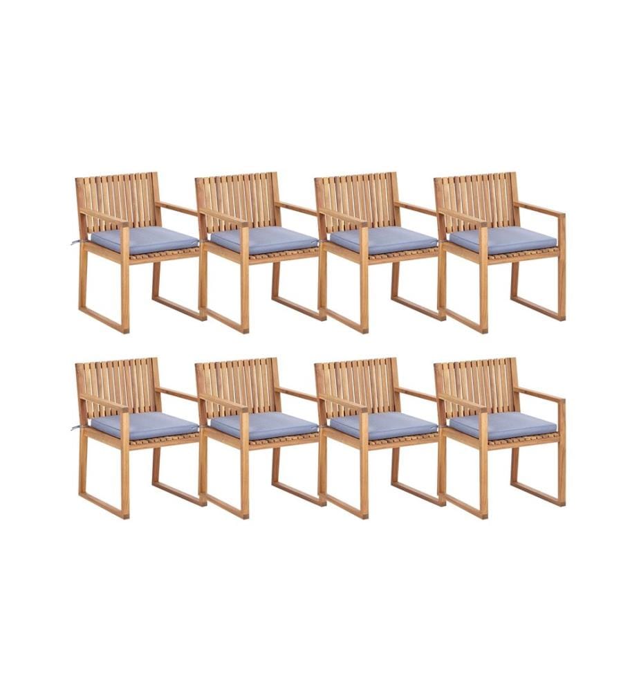 Lot de 8 chaises de jardin avec coussins SASSARI II Bois d'acacia certifié Bleu