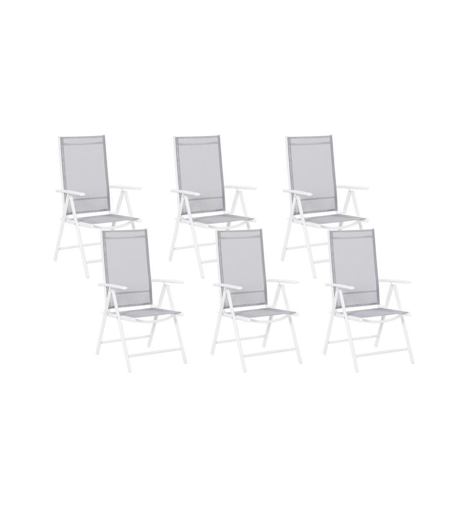 Lot de 6 chaises de jardin CATANIA Métal Gris