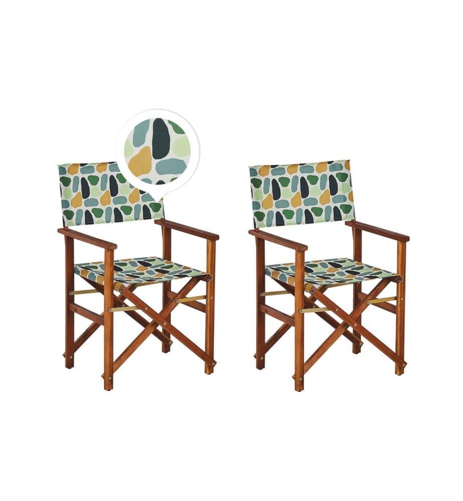 Lot de 2 chaises de jardin CINE Acacia Multicolore