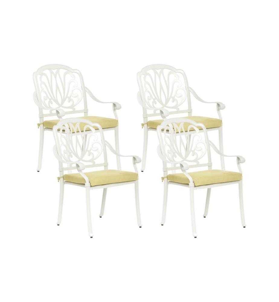 Lot de 4 chaises de jardin avec coussins ANCONA Métal Blanc cassé
