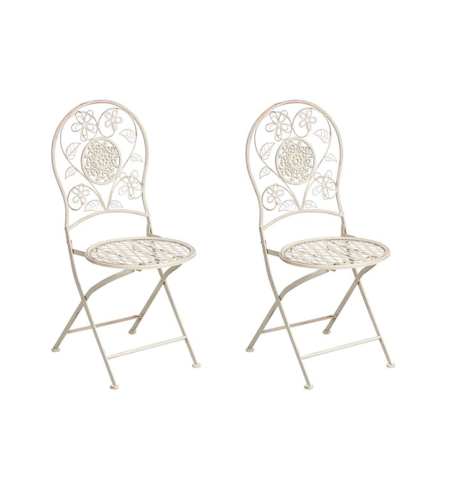 Lot de 2 chaises de jardin YAVIZA Pliant Métal Beige clair