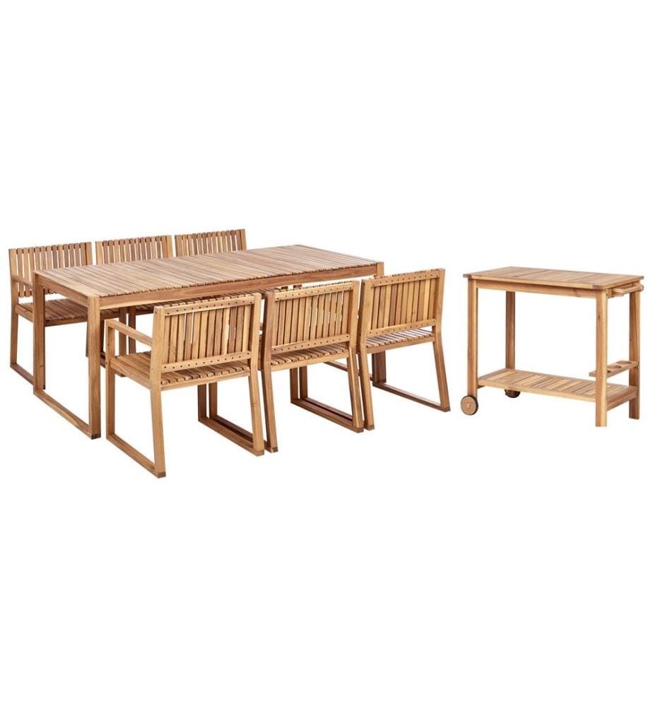 Salle à manger de jardin avec chariot 6 places SASSARI II Bois d'acacia certifié Marron clair