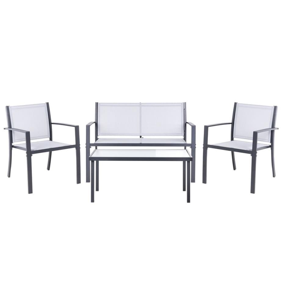 Ensemble de salon de jardin avec table 4 places TAVOLETO Métal Gris