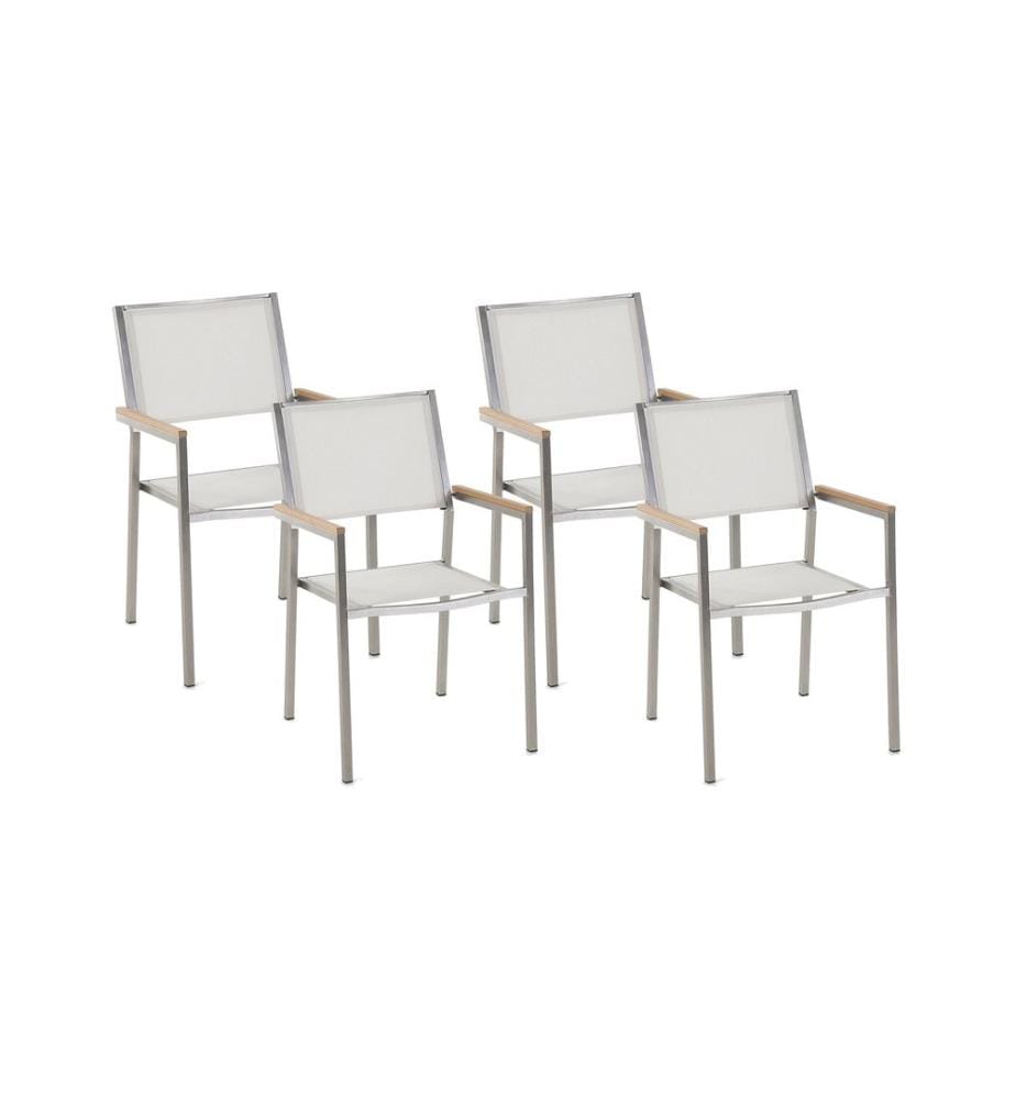 Lot de 4 chaises de jardin GROSSETO Acier inox Blanc
