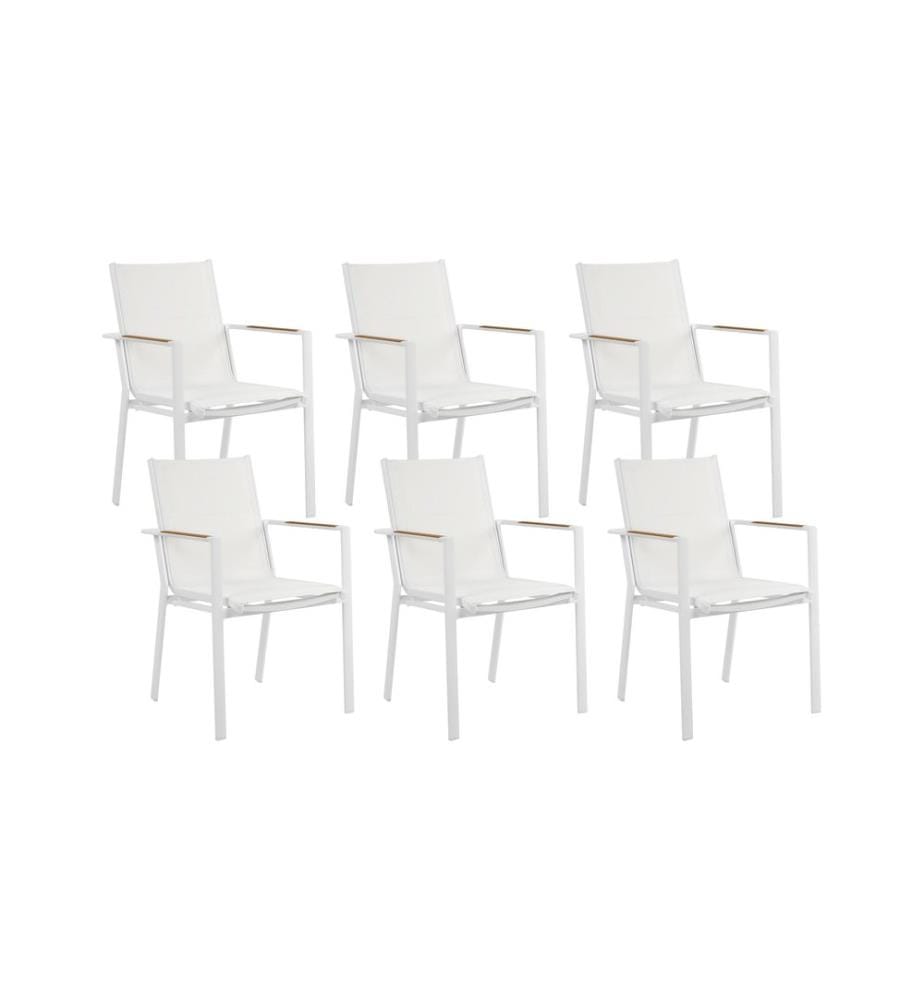 Lot de 6 chaises de jardin BUSSETO Métal Blanc
