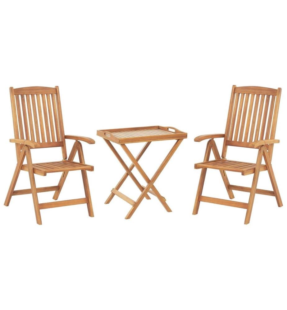 Ensemble bistrot Pliant JAVA Acacia Marron clair