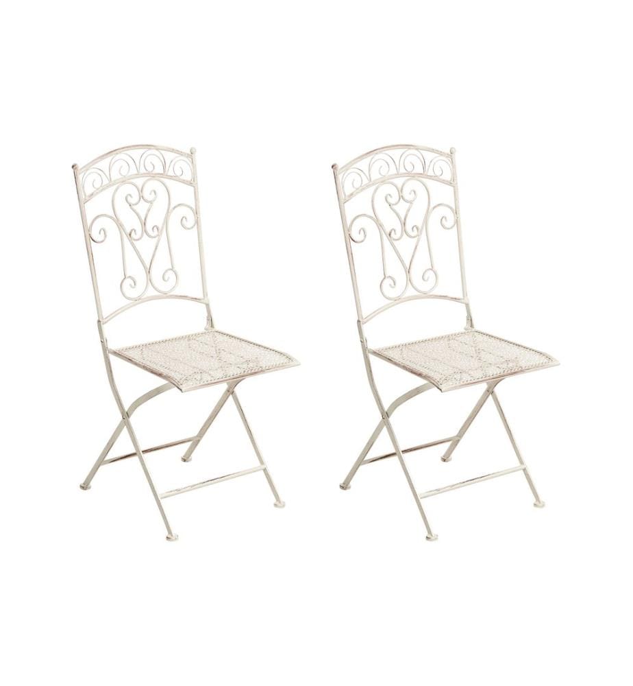 Lot de 2 chaises de jardin JUINA Pliant Métal Beige clair
