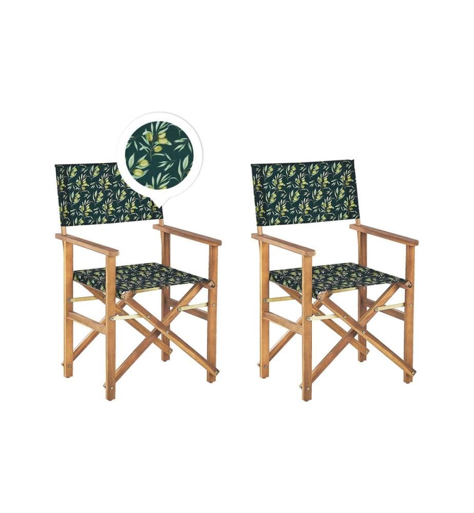 Lot de 2 chaises de jardin CINE Acacia Vert foncé