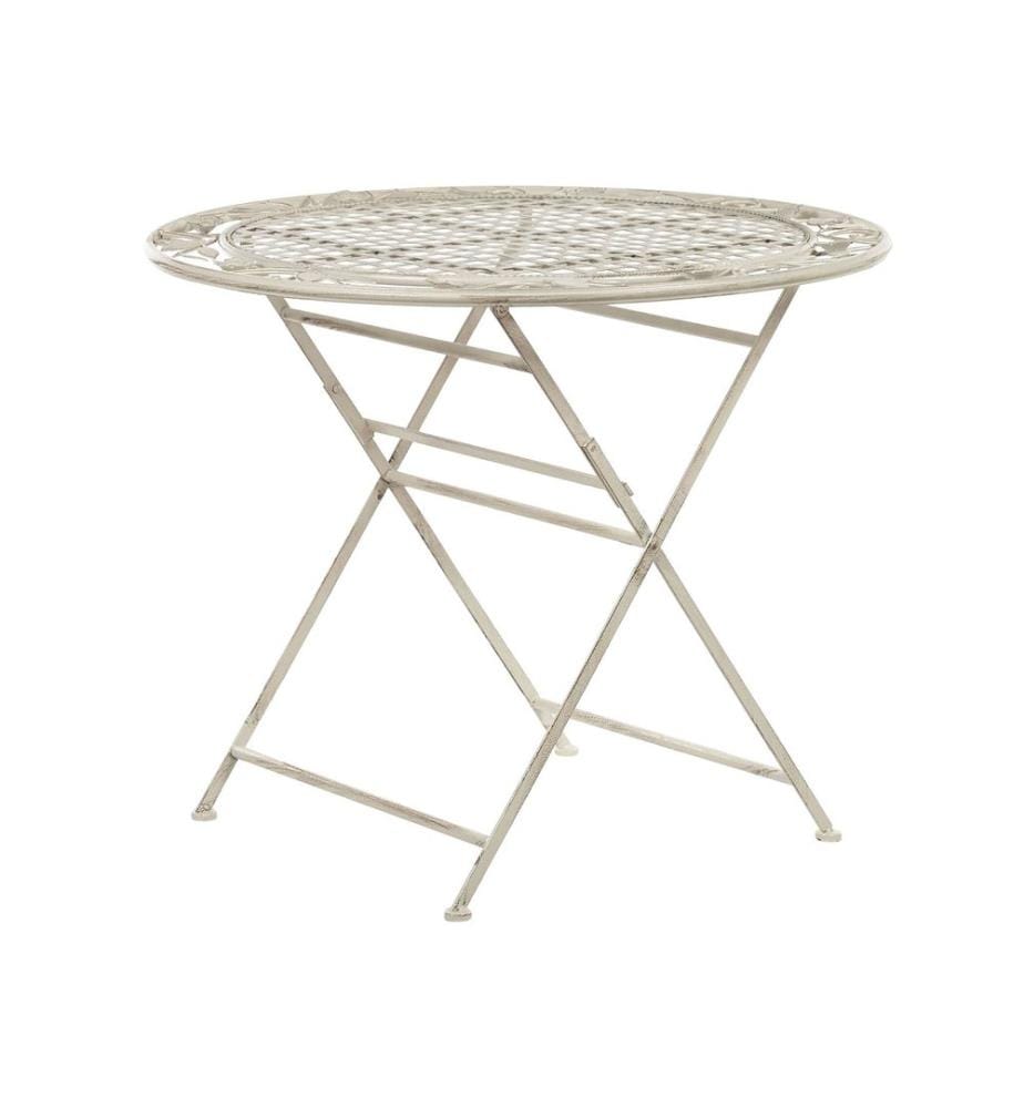 Table bistrot BIVIO 90 cm 90 cm Métal Blanc cassé