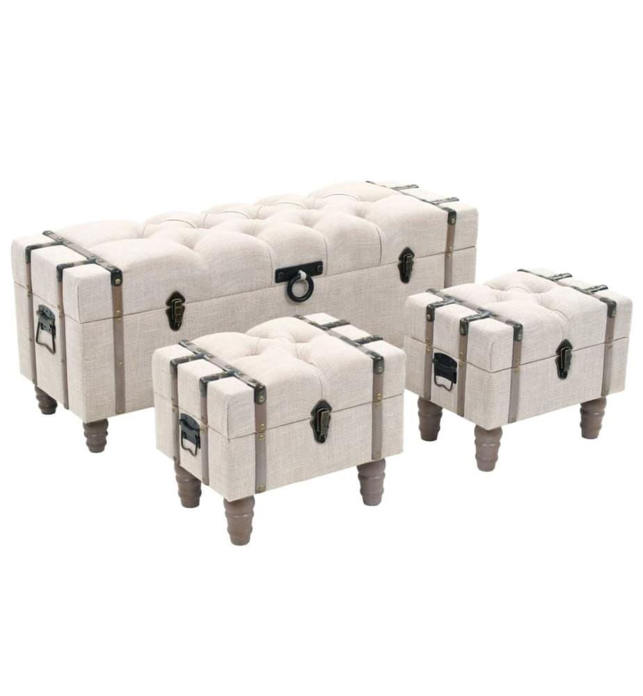 Ensemble de bancs de rangement 3 pcs Bois massif et acier