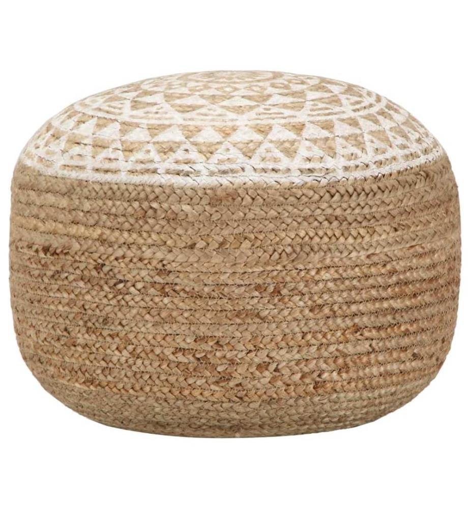 Pouf fait à la main Blanc 45x30 cm Jute