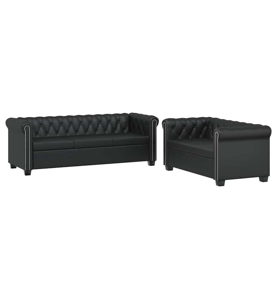 Canapé Chesterfield à 2 places et à 3 places noir